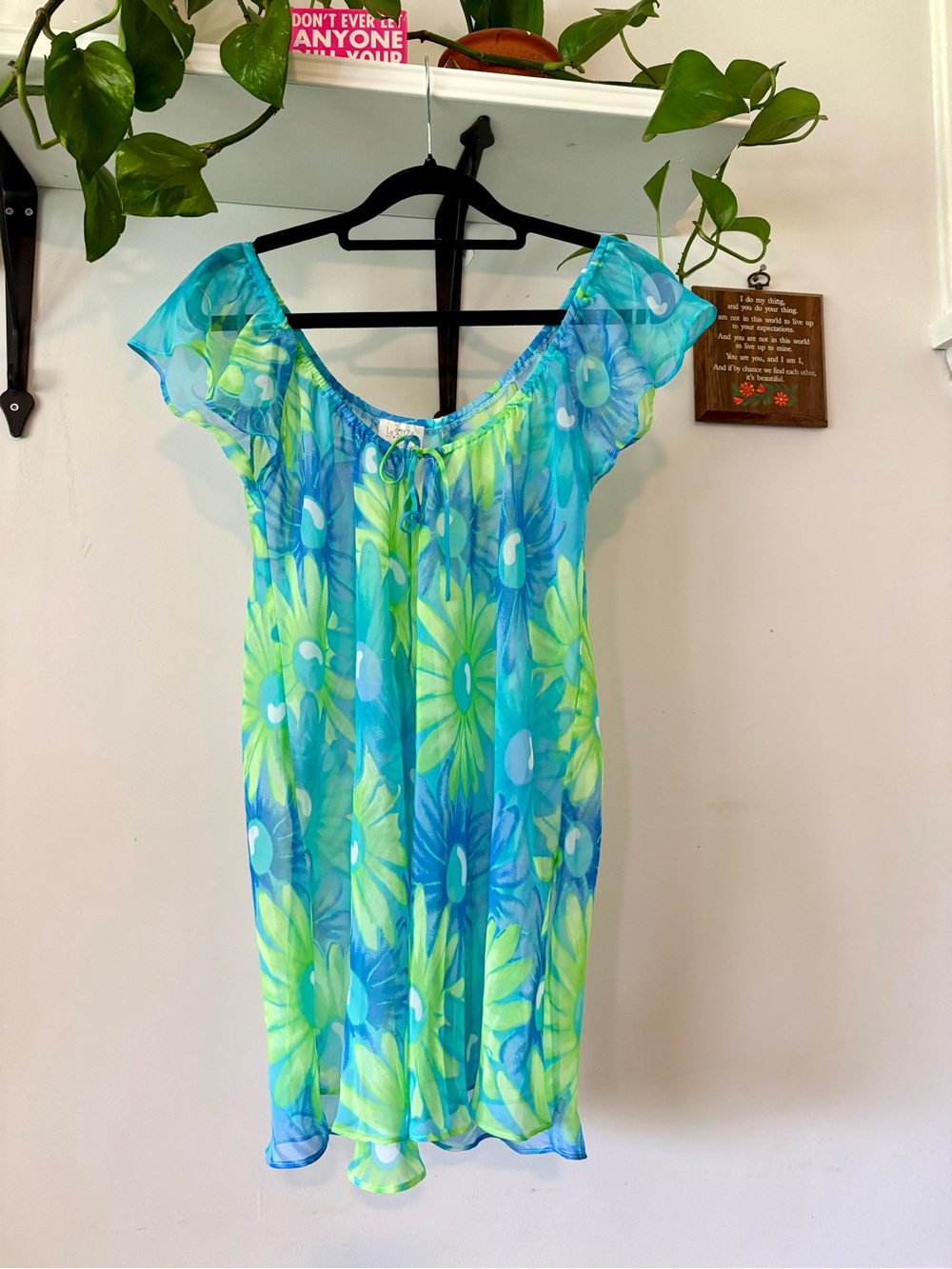 La SENZA Turquoise & Lime Floral Sheer Nightdress
